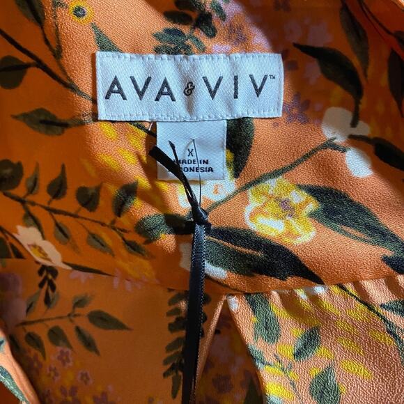 Ava & Viv blouse Womens Size 1X Floral Boho Gypsy Free Flowy popover top X NWT - Picture 3 of 5